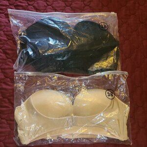 BOGO! Strap‎ or Strapless bra.  One cream, one black.  Size 38 BRAND NEW.